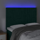 vidaXL sötétzöld bársony LED-es fejtámla 144x5x118/128 cm