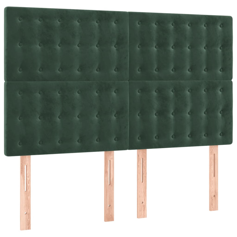 vidaXL sötétzöld bársony LED-es fejtámla 144x5x118/128 cm
