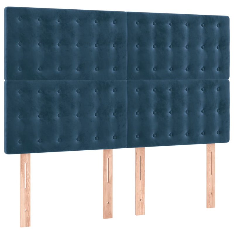 vidaXL sötétkék bársony LED-es fejtámla 144x5x118/128 cm
