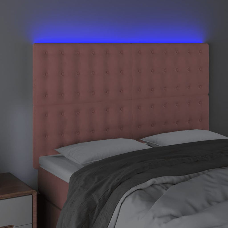 vidaXL rózsaszín bársony LED-es fejtámla 144x5x118/128 cm