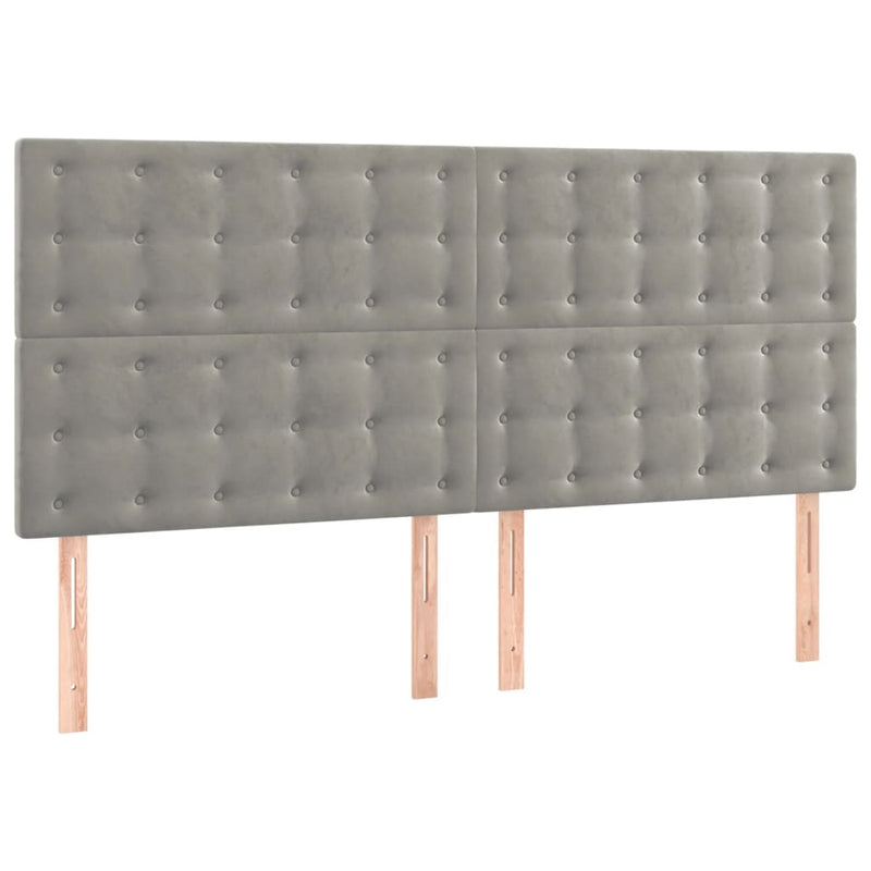 vidaXL világosszürke bársony LED-es fejtámla 160x5x118/128 cm
