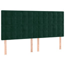 vidaXL sötétzöld bársony LED-es fejtámla 160x5x118/128 cm