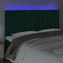 vidaXL sötétzöld bársony LED-es fejtámla 160x5x118/128 cm