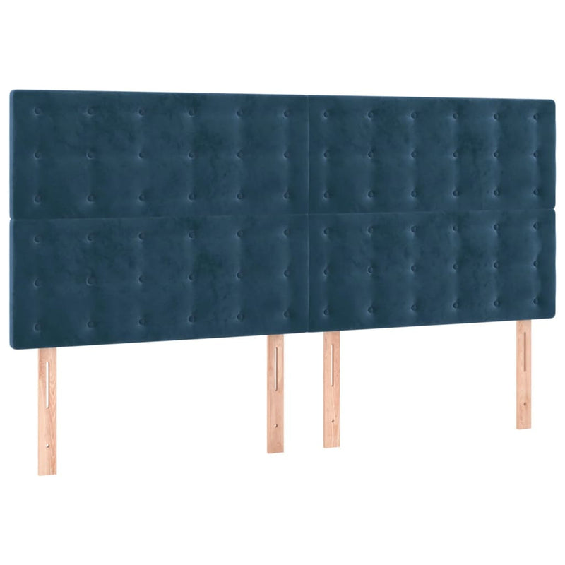 vidaXL sötétkék bársony LED-es fejtámla 160x5x118/128 cm