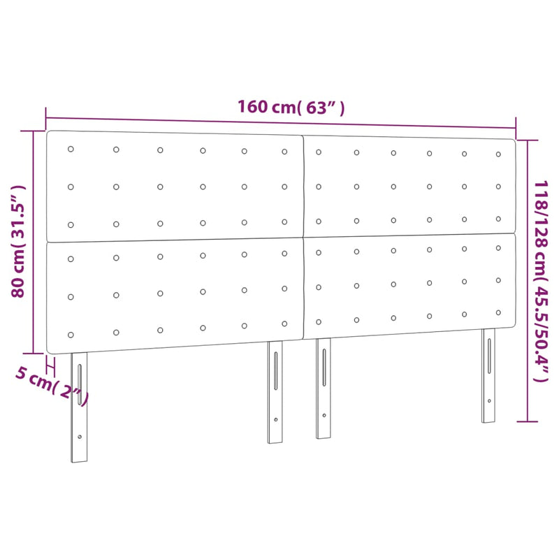 vidaXL sötétkék bársony LED-es fejtámla 160x5x118/128 cm