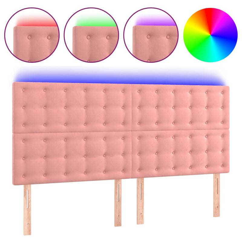 vidaXL rózsaszín bársony LED-es fejtámla 160x5x118/128 cm