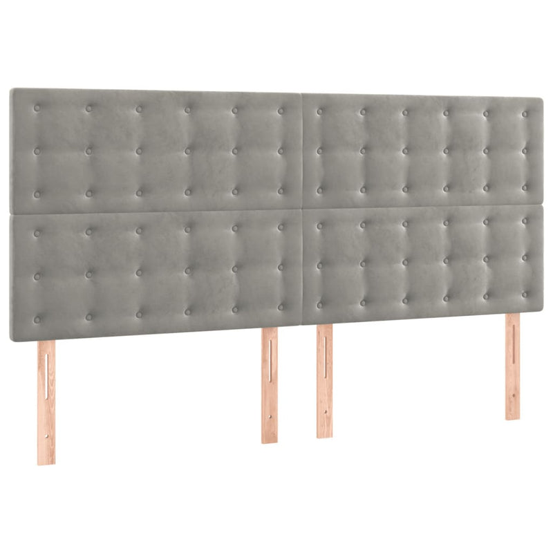 vidaXL világosszürke bársony LED-es fejtámla 180x5x118/128 cm