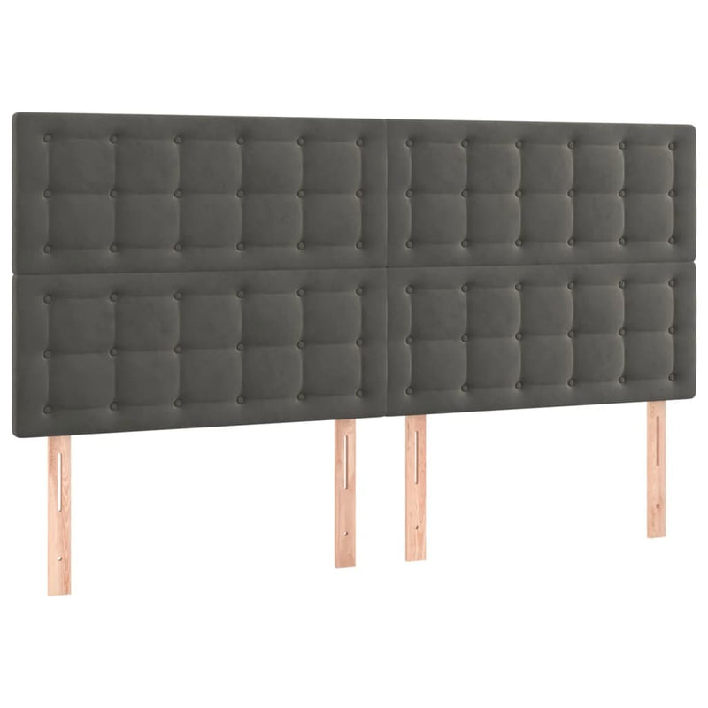 vidaXL sötétszürke bársony LED-es fejtámla 180x5x118/128 cm