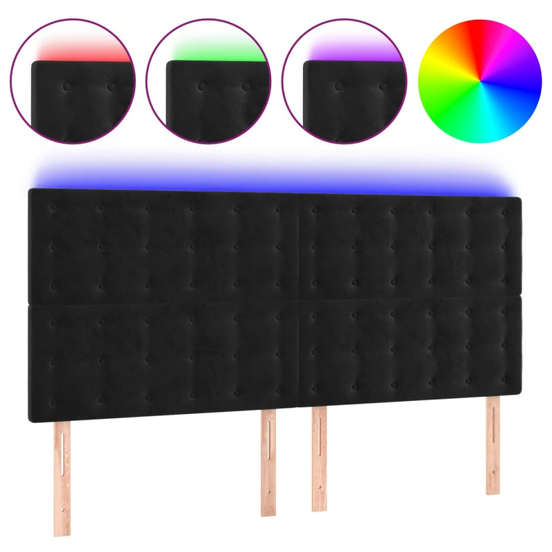 vidaXL fekete bársony LED-es fejtámla 180x5x118/128 cm