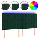 vidaXL sötétzöld bársony LED-es fejtámla 180x5x118/128 cm