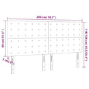 vidaXL világosszürke bársony LED-es fejtámla 200x5x118/128 cm