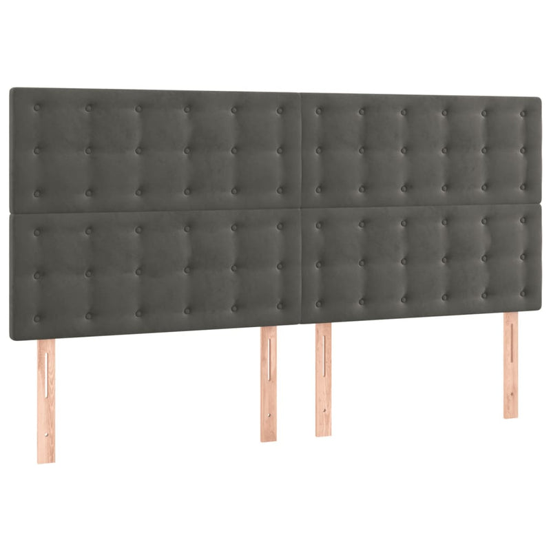 vidaXL sötétszürke bársony LED-es fejtámla 200x5x118/128 cm