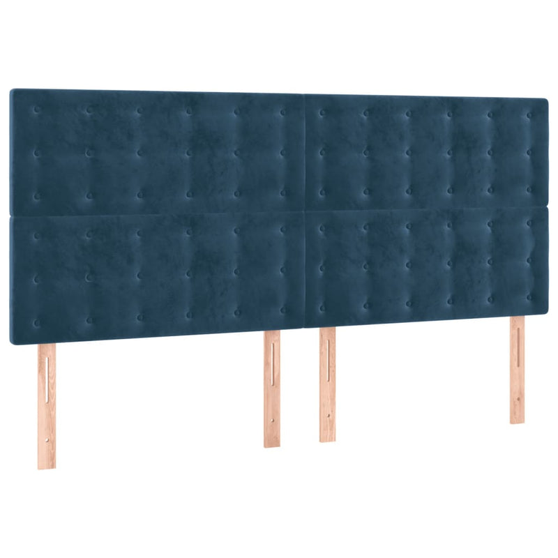 vidaXL sötétkék bársony LED-es fejtámla 200x5x118/128 cm