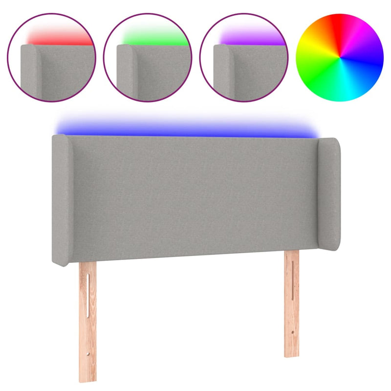 vidaXL világosszürke szövet LED-es fejtámla 83 x 16 x 78/88 cm