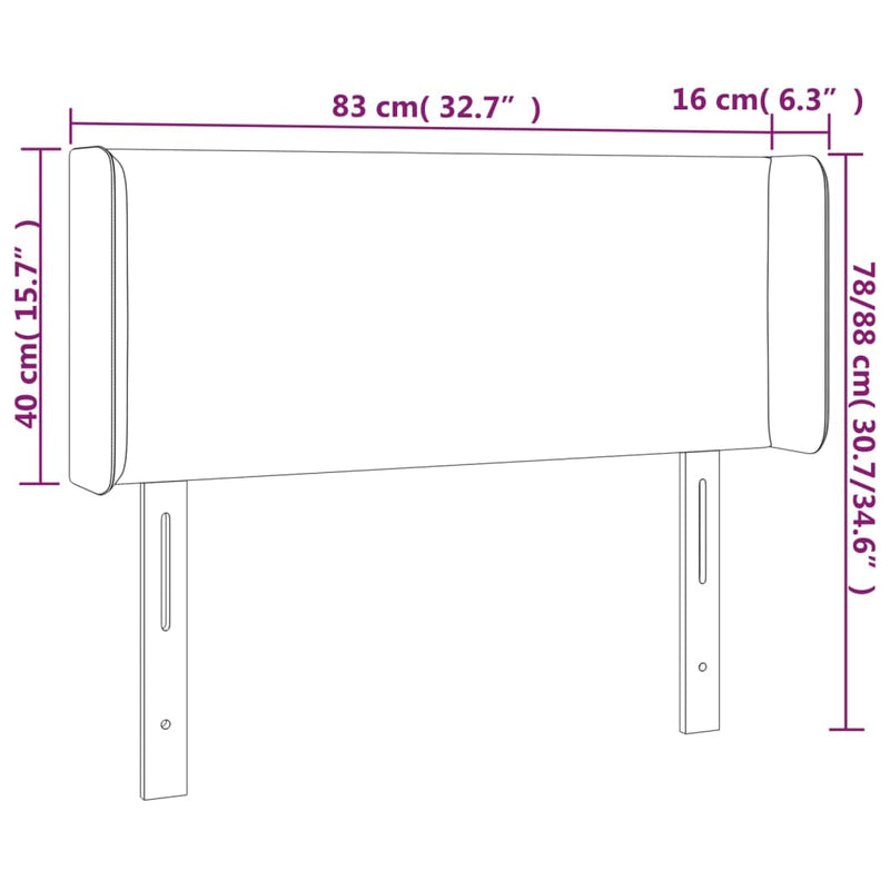 vidaXL fekete szövet LED-es fejtámla 83 x 16 x 78/88 cm