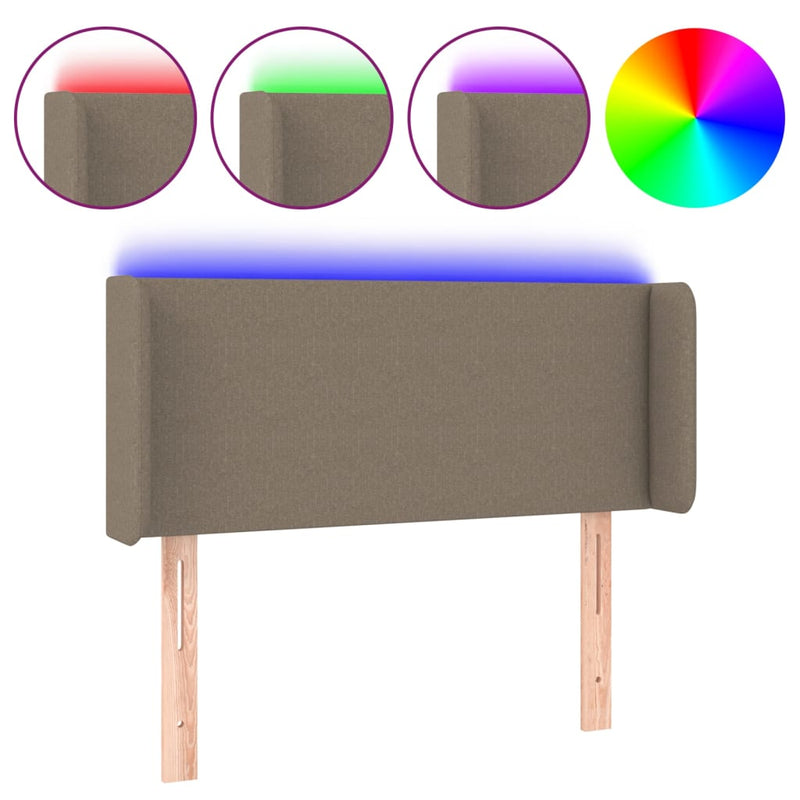vidaXL tópszínű szövet LED-es fejtámla 103 x 16 x 78/88 cm