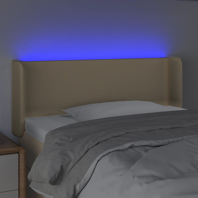 vidaXL krémszínű szövet LED-es fejtámla 103 x 16 x 78/88 cm