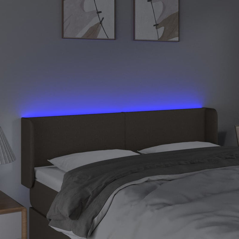 vidaXL tópszínű szövet LED-es fejtámla 147 x 16 x 78/88 cm
