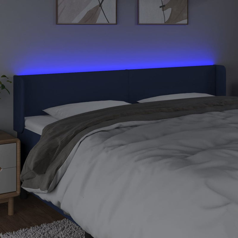 vidaXL kék szövet LED-es fejtámla 163 x 16 x 78/88 cm
