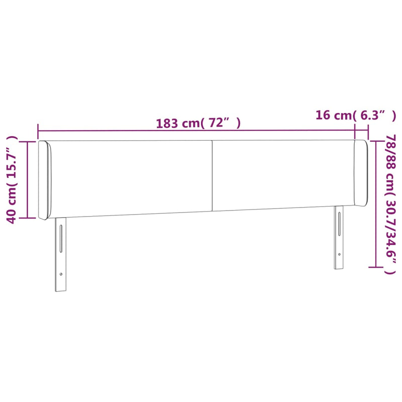 vidaXL sötétbarna szövet LED-es fejtámla 183 x 16 x 78/88 cm