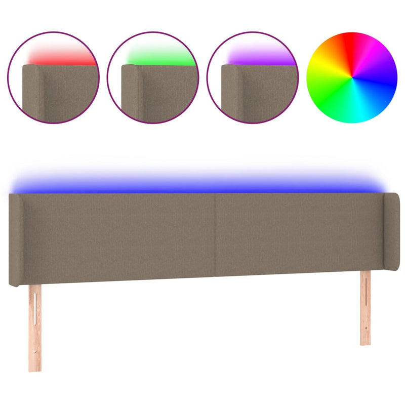 vidaXL tópszínű szövet LED-es fejtámla 183 x 16 x 78/88 cm