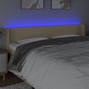 vidaXL krémszínű szövet LED-es fejtámla 203 x 16 x 78/88 cm
