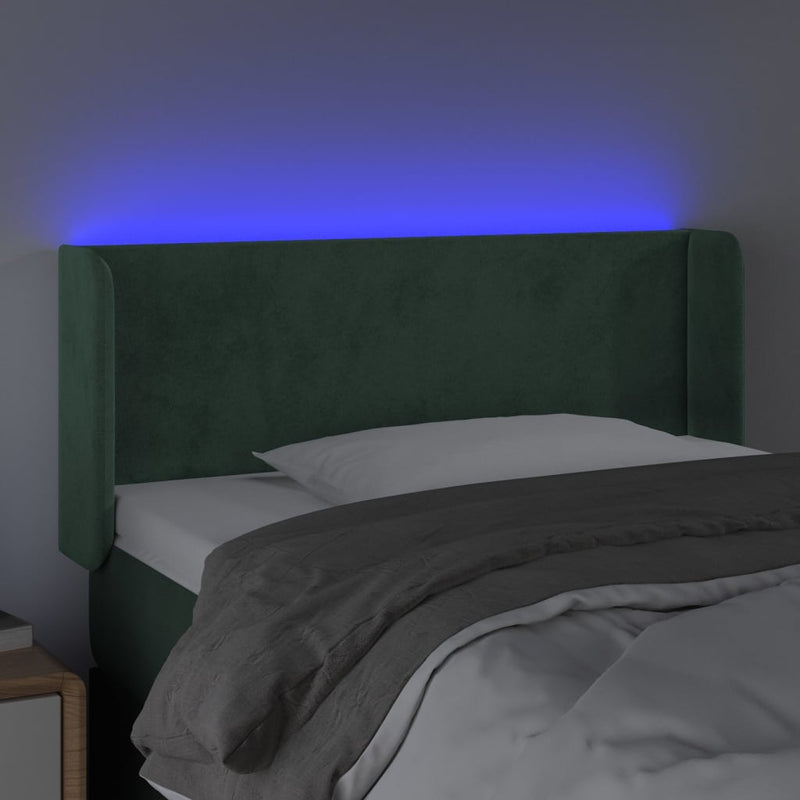 vidaXL sötétzöld bársony LED-es fejtámla 83 x 16 x 78/88 cm