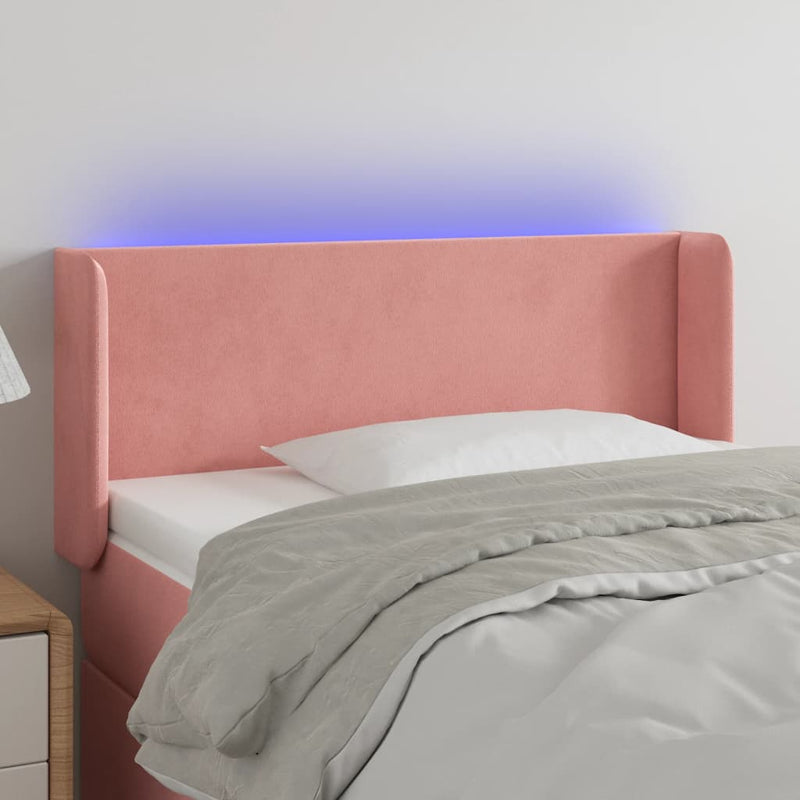 vidaXL rózsaszín bársony LED-es fejtámla 93x16x78/88 cm
