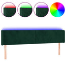 vidaXL sötétzöld bársony LED-es fejtámla 203 x 16 x 78/88 cm