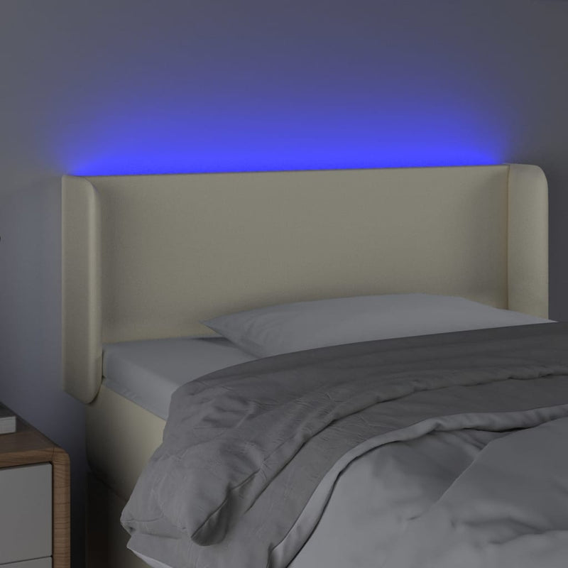 vidaXL krémszínű műbőr LED-es fejtámla 83 x 16 x 78/88 cm