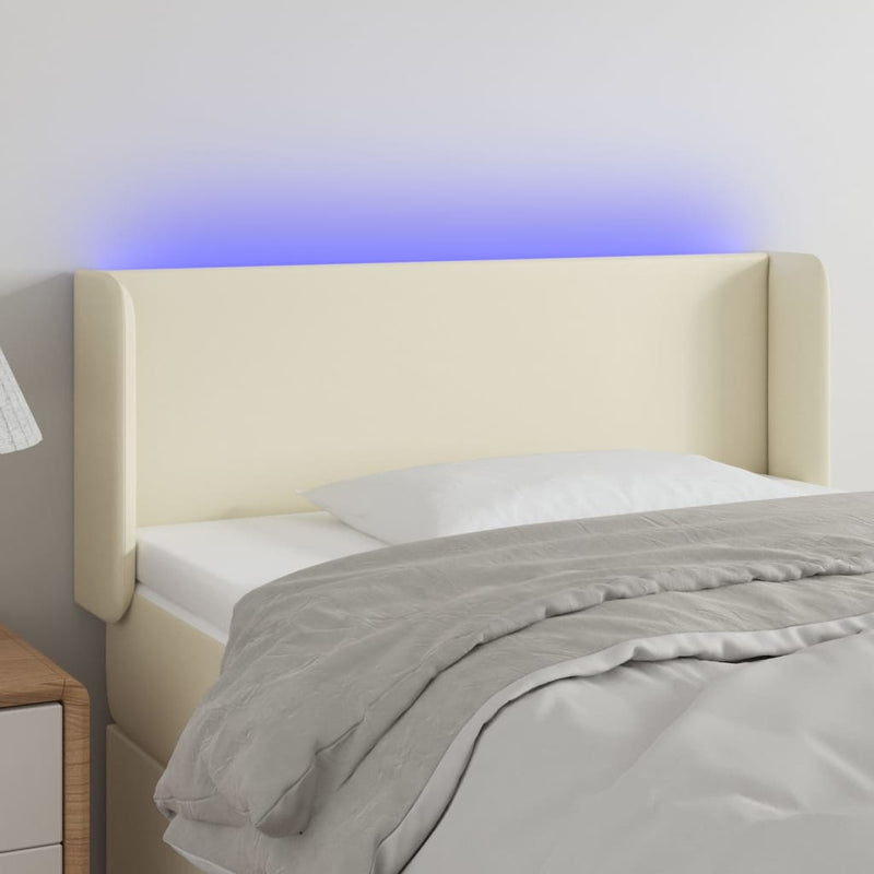 vidaXL krémszínű műbőr LED-es fejtámla 83 x 16 x 78/88 cm
