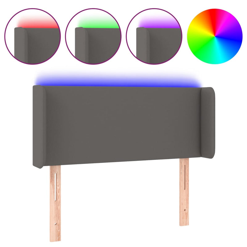 vidaXL szürke műbőr LED-es fejtámla 83x16x78/88 cm