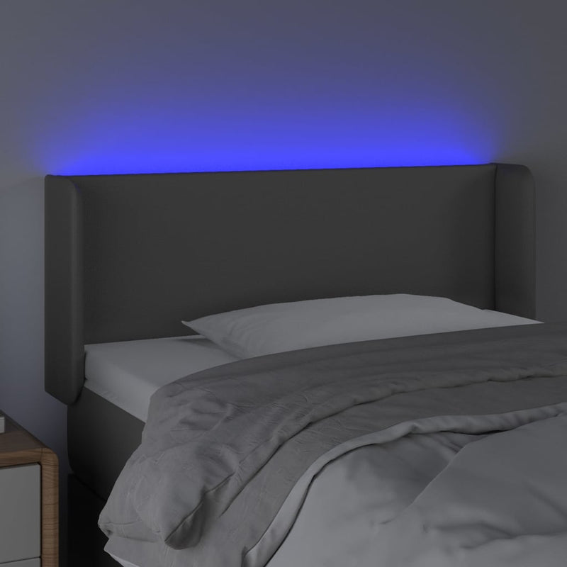vidaXL szürke műbőr LED-es fejtámla 83x16x78/88 cm
