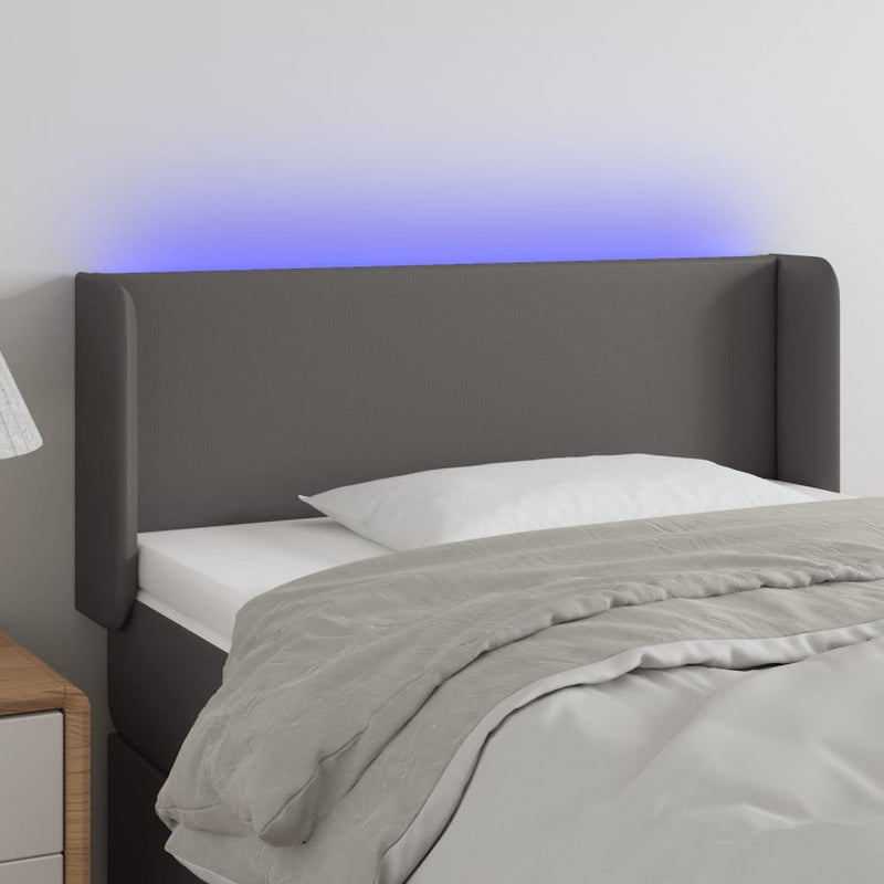 vidaXL szürke műbőr LED-es fejtámla 83x16x78/88 cm