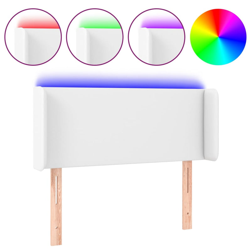 vidaXL fehér műbőr LED-es fejtámla 93x16x78/88 cm