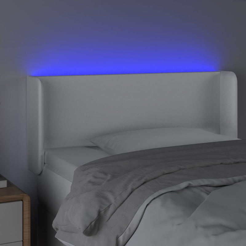 vidaXL fehér műbőr LED-es fejtámla 93x16x78/88 cm