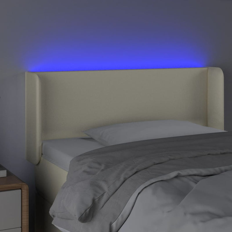 vidaXL krémszínű műbőr LED-es fejtámla 93 x 16 x 78/88 cm