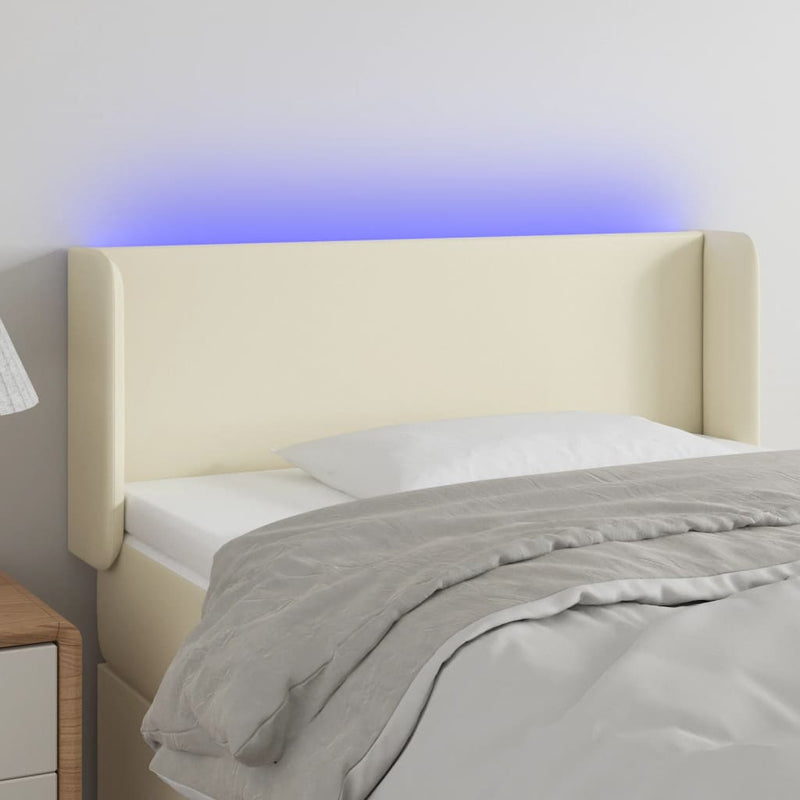 vidaXL krémszínű műbőr LED-es fejtámla 93 x 16 x 78/88 cm