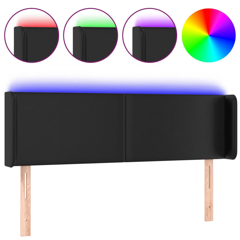 vidaXL fekete műbőr LED-es fejtámla 147 x 16 x 78/88 cm