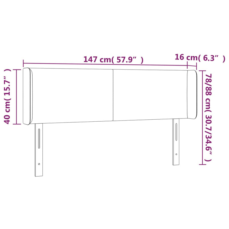 vidaXL cappuccino színű műbőr LED-es fejtámla 147x16x78/88 cm