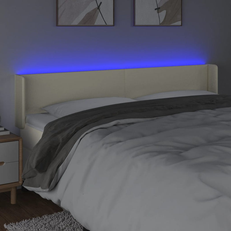 vidaXL krémszínű műbőr LED-es fejtámla 163 x 16 x 78/88 cm