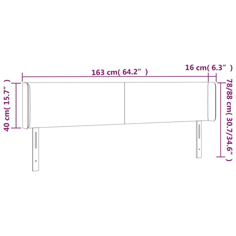 vidaXL krémszínű műbőr LED-es fejtámla 163 x 16 x 78/88 cm
