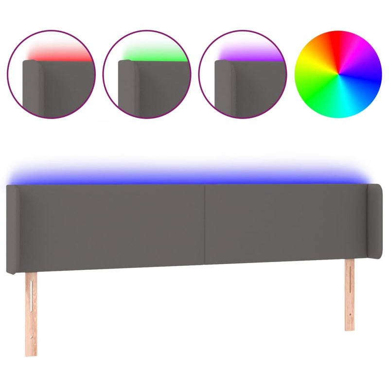 vidaXL szürke műbőr LED-es fejtámla 163x16x78/88 cm