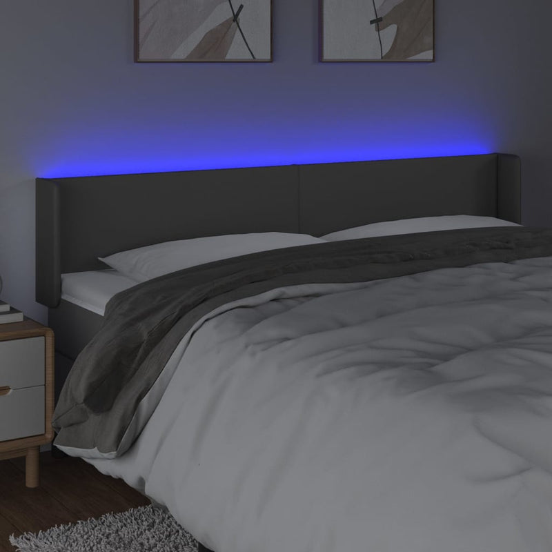 vidaXL szürke műbőr LED-es fejtámla 163x16x78/88 cm