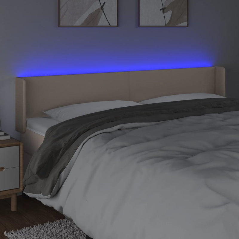 vidaXL cappuccino színű műbőr LED-es fejtámla 163x16x78/88 cm