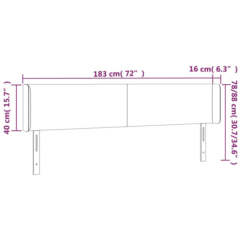 vidaXL krémszínű műbőr LED-es fejtámla 183 x 16 x 78/88 cm
