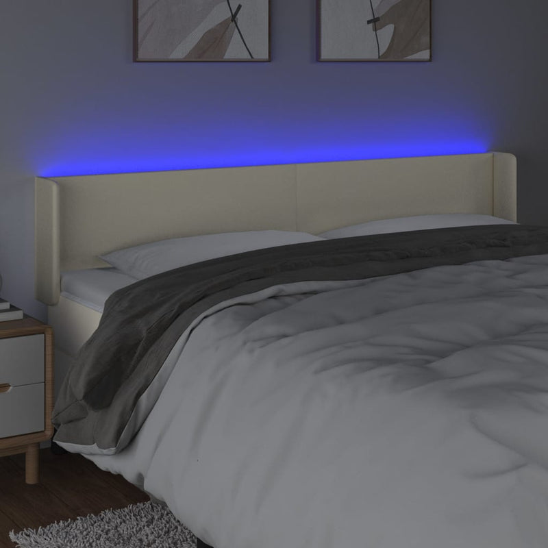vidaXL krémszínű műbőr LED-es fejtámla 203 x 16 x 78/88 cm