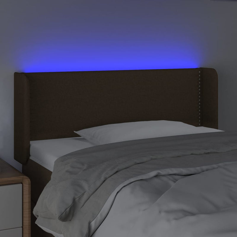 vidaXL sötétbarna szövet LED-es fejtámla 93 x 16 x 78/88 cm
