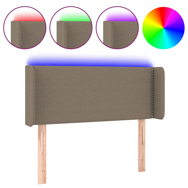 vidaXL tópszínű szövet LED-es fejtámla 93 x 16 x 78/88 cm