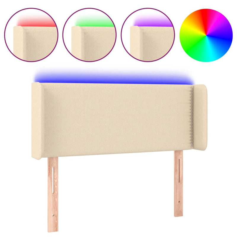 vidaXL krémszínű szövet LED-es fejtámla 93 x 16 x 78/88 cm